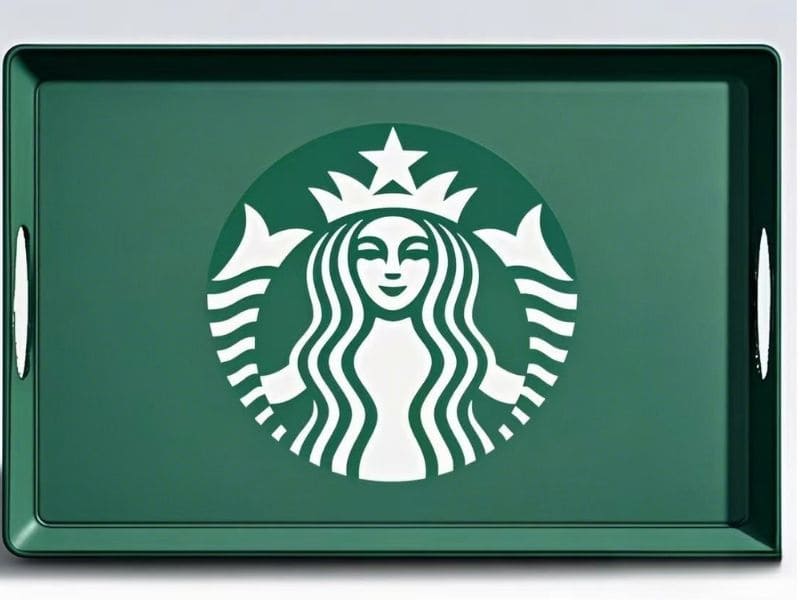 Green anti slip serving tray with Starbucks logo, perfect for commercial beverage service