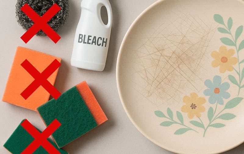 Avoid using cleaning products for melamine dinnerware