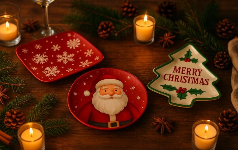 Christmas Table Setting with Melamine Plates
