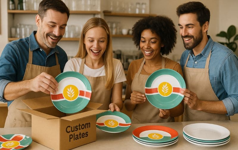 Client Unboxing Their Custom Melamine Plate Order