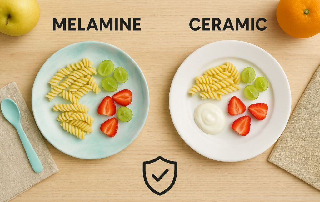 Comparison between melamine and ceramic plates for food safety