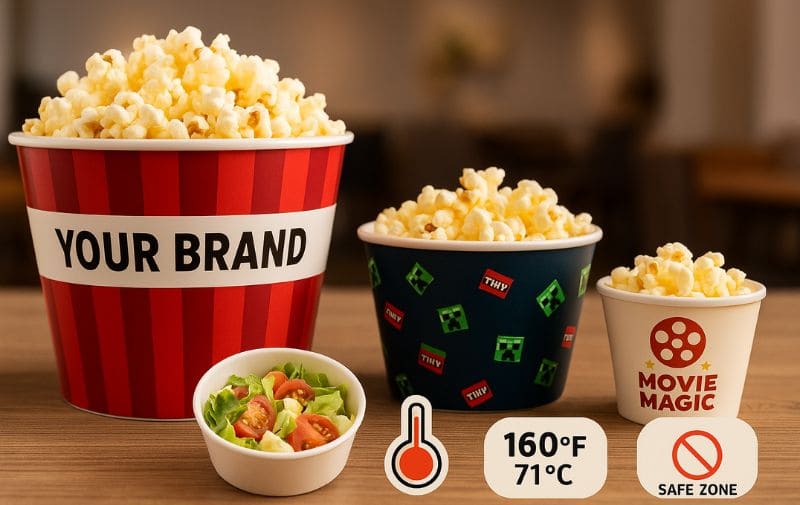 Custom your uniique bamboo melamine popcorn bowl