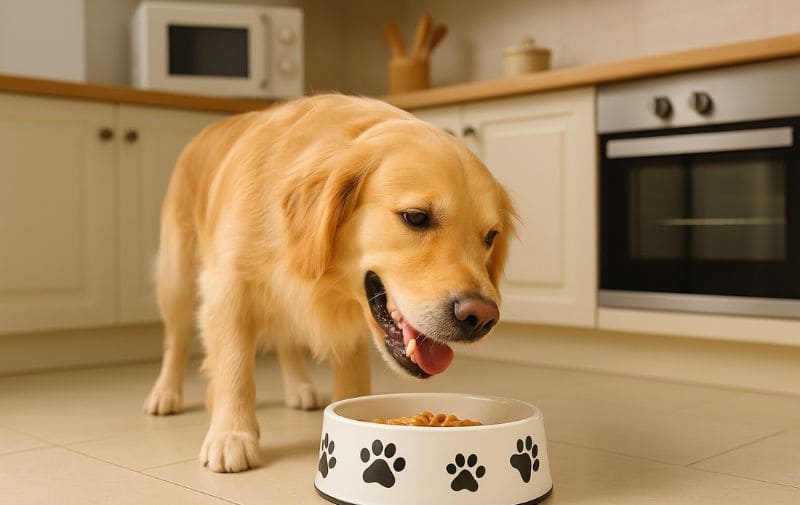 Dog Eating from a Melamine Bowl