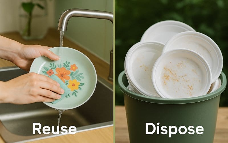 Eco-Conscious Choice – Melamine Reuse vs Disposable Plastic