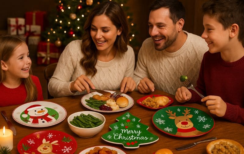 Holiday Family Meal with Melamine Plates