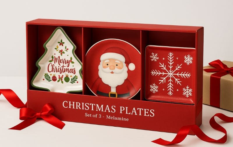 Melamine Christmas Plates in Retail Packaging
