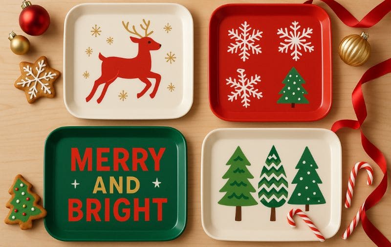 Melamine Christmas Tray Multi-Style Display Images (Holiday Theme Collection)