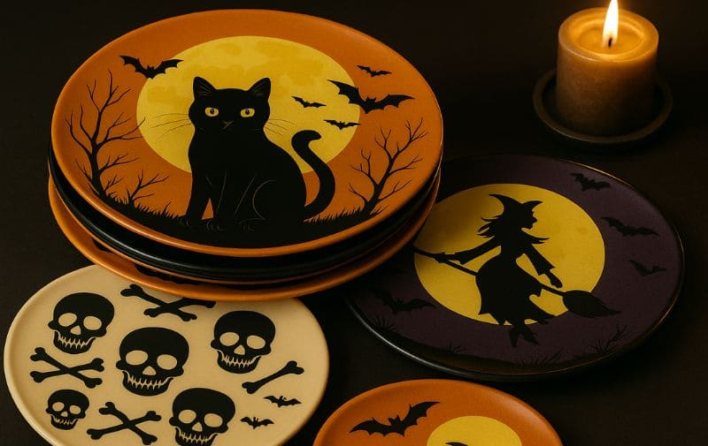 Melamine Plate Halloween Print Details Closeup