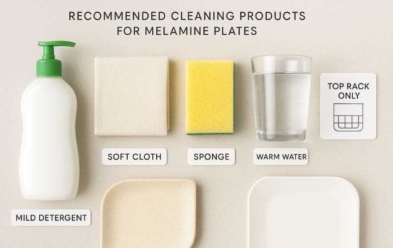 Recommended cleaning products for melamine plates