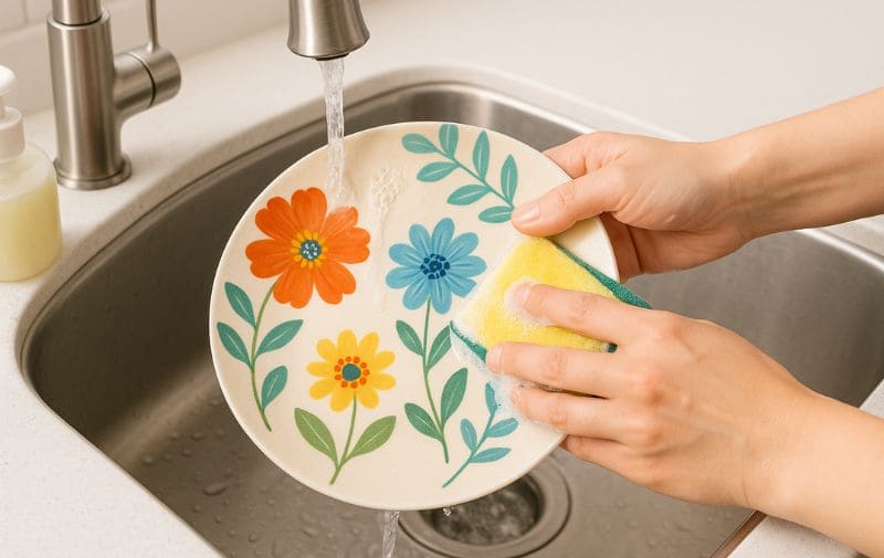 The correct way to clean melamine plates (soft cloth)