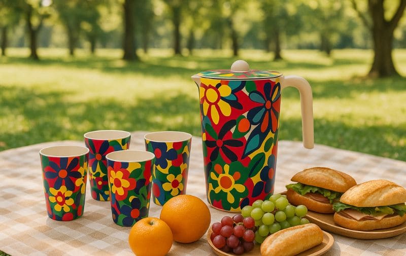 Melamine Pitcher in Outdoor Picnic Beverage Setup