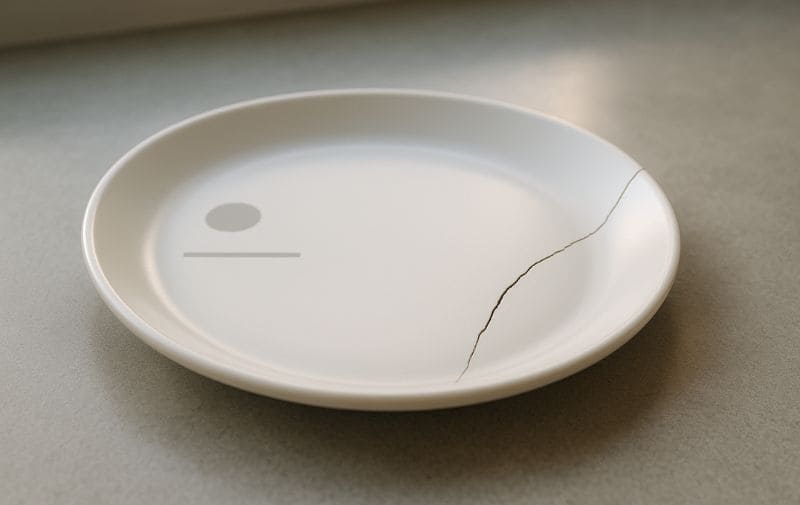 Lightly Cracked Melamine Plate on Table